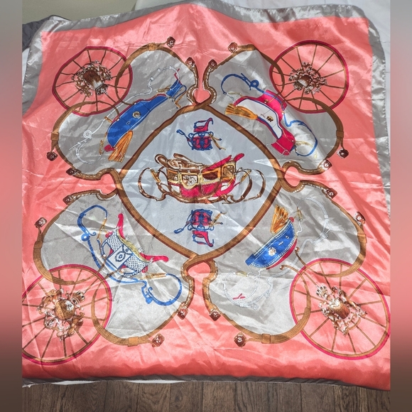 Elegant Silk Scarf with Carriage Design - Picture 1 of 2